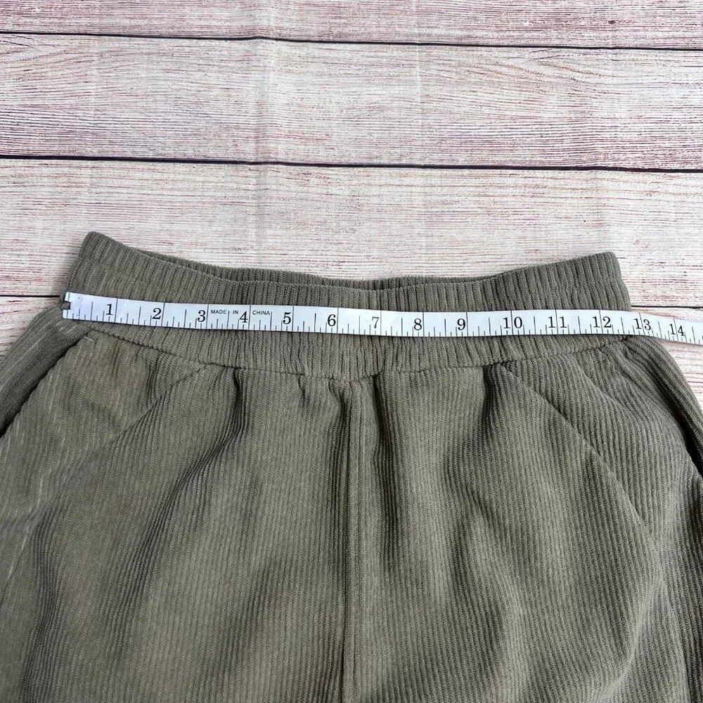 Halara High Waisted Pocket Straight Leg Mop Corduroy Casual Pants Size Small‎